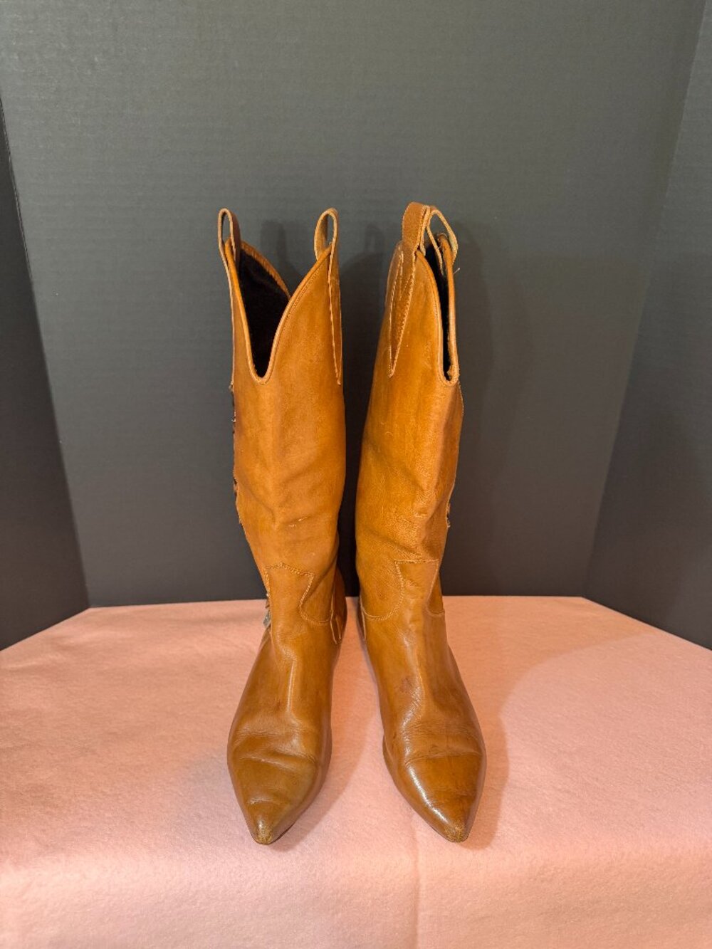 Oggi Peroggi Tan Leather Boots, 8M/39, low-heeled